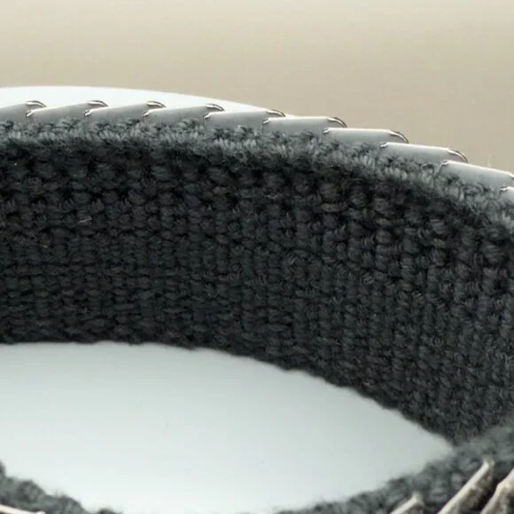 Vintage Women's Belt Small Medium Silver Fish Scale Metal Stretch Floral Buckle - Picture 7 of 15